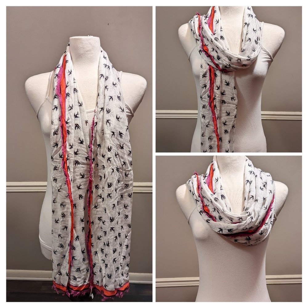 Multicolor White Black Pink Orange Scarf